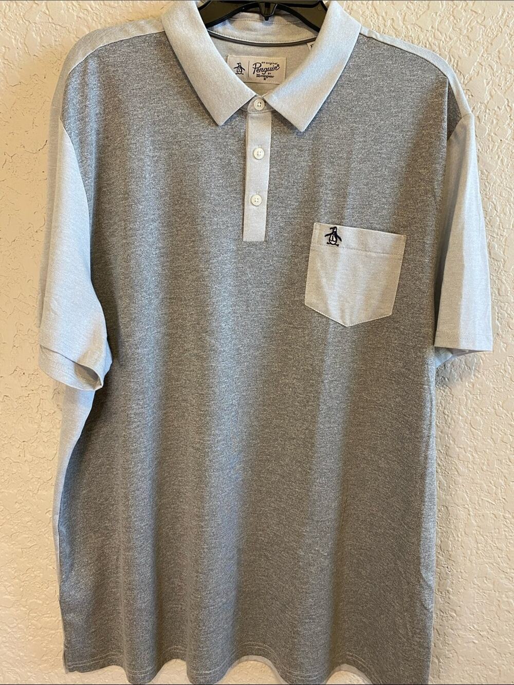 Original Penguin Two-Tone HeatherGray & Light Gray Polo Men’s Size XXL